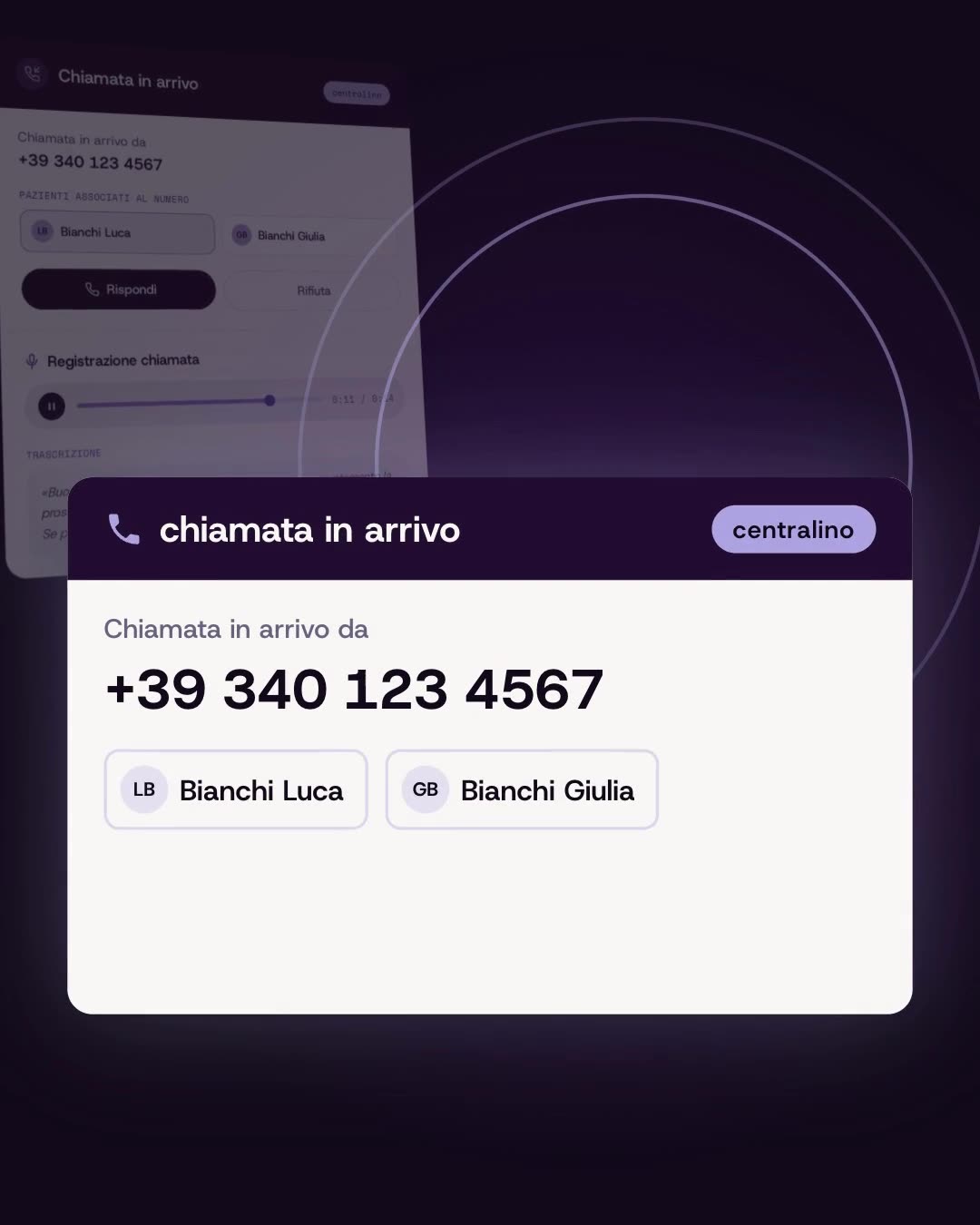 Chiamata in arrivo sul centralino Mera