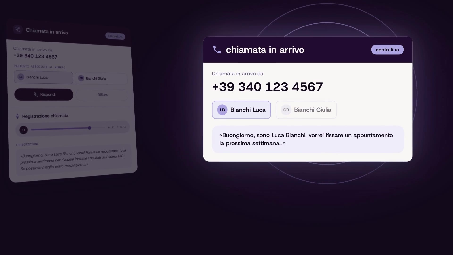 Chiamata in arrivo sul centralino Mera